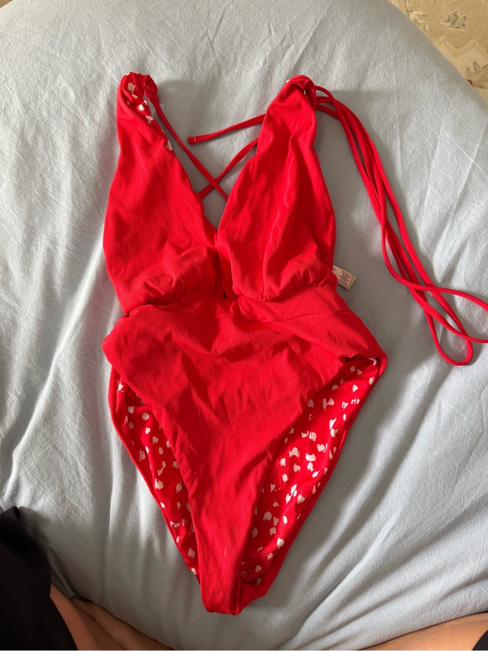 Maaji Red One-Piece Swimsuit with White Spot Print, reversible - Picture 2 of 2